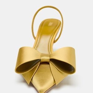Zara Gold Bow Heels